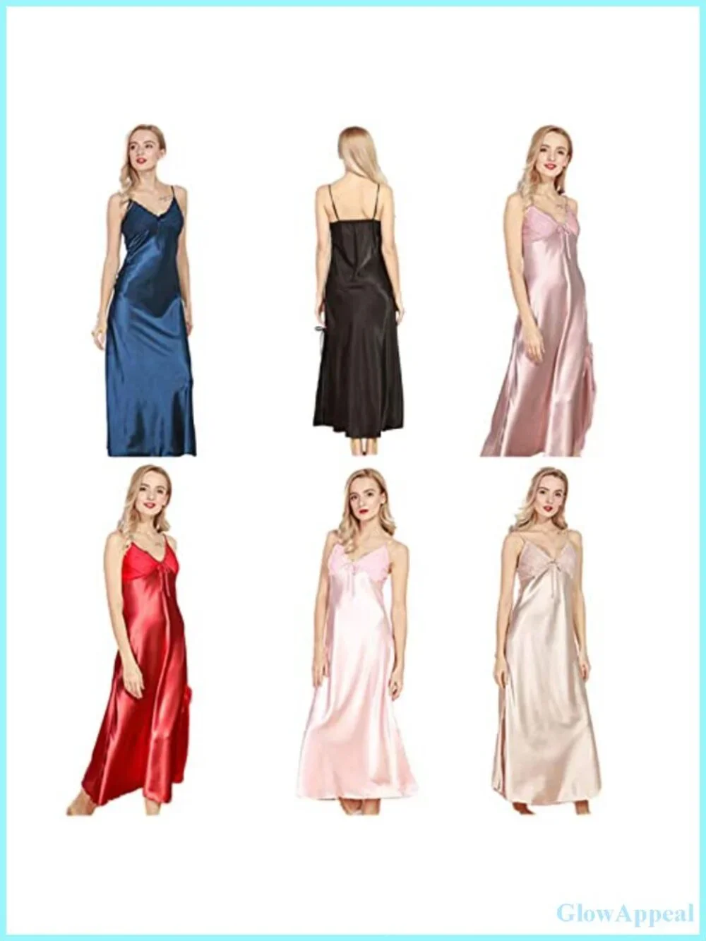 Satin Lace Trim Nightgown Adjustable Strap Sleepwear Silk